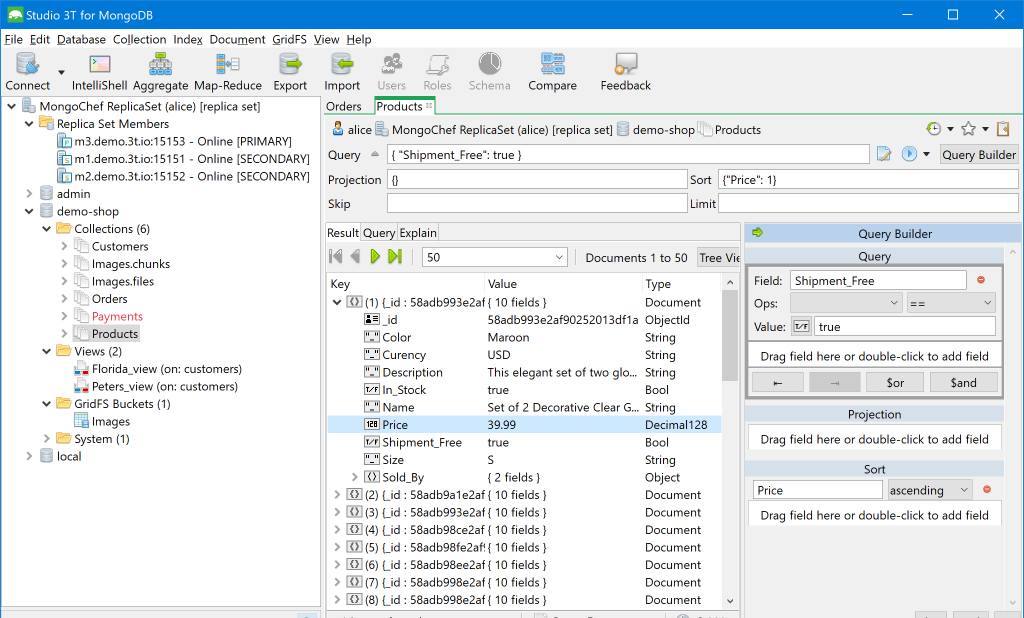 Save Time When Manipulating - Your MongoDB Data With Intuitive and Reliable Tools Studio 3T Screenshot of Studio 3T for MongoDB
